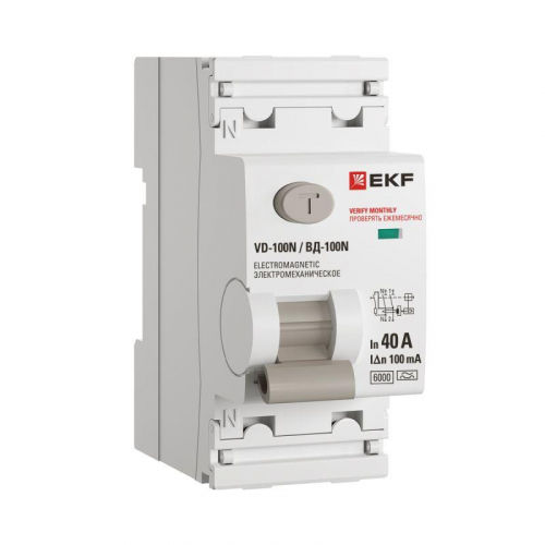 Выключатель дифференциального тока 2п 40А 100мА тип A 6кА ВД-100N электромех. PROxima EKF E1026MA40100 фото 3
