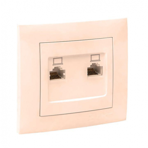 Розетка компьютерная 2-м СП Валенсия RJ45 крем. PROxima EKF EWK02-035-20 фото 2