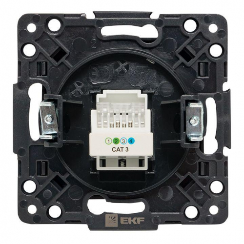 Розетка телефонная 1-м Стокгольм механизм черн. PROxima EKF EZT01-034-10 фото 3