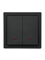 Выключатель 2-кл. ОП LETO 10А IP20 с индикацией черн. бархат LEZARD 752-4200-112