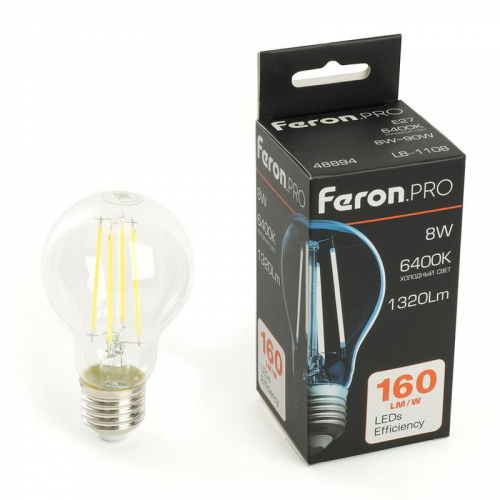 Лампа светодиодная LB-1108 8Вт 6400К E27 1320лм 175-265В FERON 48894