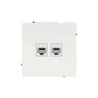 Розетка компьютерная 2-м KANT RJ45 кат.5E без шторки бел. магнолия DKC 7000664