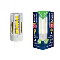 Лампа светодиодная LED-JC-220/5W/3000K/G4/CL GLZ09TR 3000К упак. картон прозр. Uniel UL-00006744