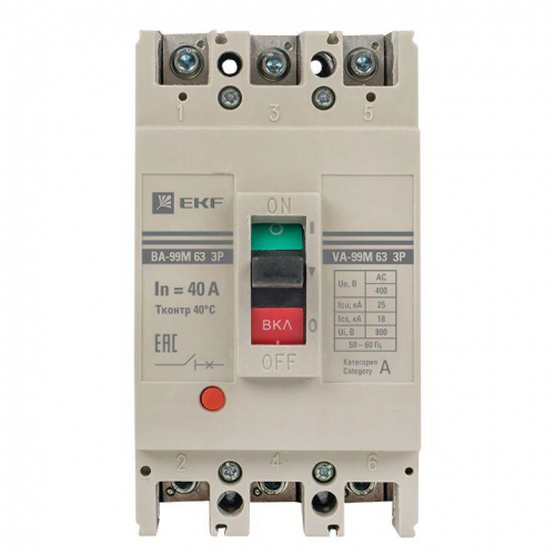 Выключатель автоматический 3п 63/40А 25кА ВА-99М PROxima EKF mccb99-63-40m фото 2