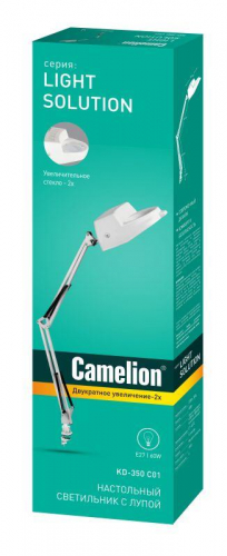 Светильник настольный KD-350 С01 струбцина с увелич. стеклом бел. Camelion 9225 фото 2