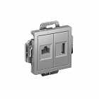 Розетка 2-м СП AtlasDesign HDMI + RJ45 кат.5E механизм алюм. SE ATN000382