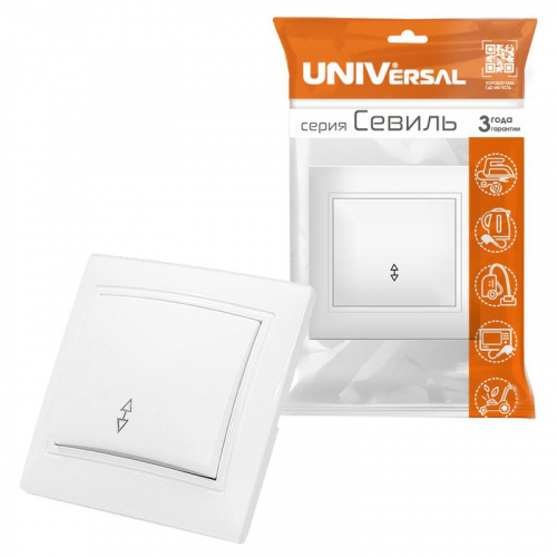 Переключатель проходной 1-кл. СП Севиль 10А IP20 бел. UNIVersal С0025 фото 2