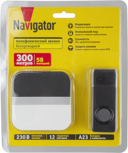 Звонок электрический 95 218 NDB-D-AC11-B-BL NAVIGATOR 95218 фото 4
