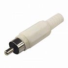 Разъем штекер RCA бел. пайка Rexant 14-0401