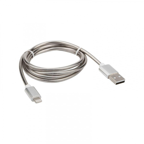 Кабель USB для iPhone 5/6/7 моделей шнур в металлической оплетке серебристый Rexant 18-4247 фото 7