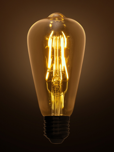 Лампа светодиодная «Винтаж» золотистая ST64, 7 Вт, 230 В, 2700 К, E27 (конус) TDM фото 3