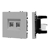 Механизм сдвоенной компьютерной розетки SCT-NOBE-MPC2-SFPL-IS (RJ-45 CAT6) никель Arlight 059451