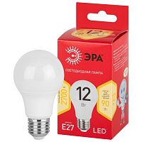 Лампа светодиодная RED LINE LED A60-12W-827-E27 R 12Вт A60 груша 2700К тепл. бел. E27 Эра Б0050197