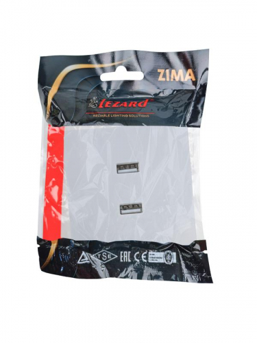 Розетка 2-м СП ZIMA IP20 USB механизм бел. LEZARD 704-0288-192 фото 6