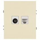 Розетка комбинированная СП Arktik RJ45 + TV 16А IP20 250В сл. кость Эра Б0070495