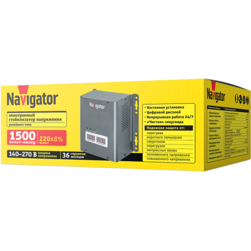 Стабилизатор напряжения 61 776 NVR-RW1-1500 Navigator 61776 фото 2