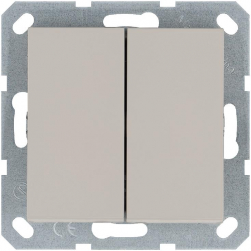 Кнопка 2-кл. 10А IP20 с переключающим контактом механизм тауп Jasmart G3020T