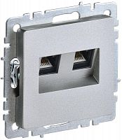 Розетка двойная СП RJ11+RJ45 кат.5E BRITE РК/Т12-БрА алюм. IEK BR-KT20-O-1-K47