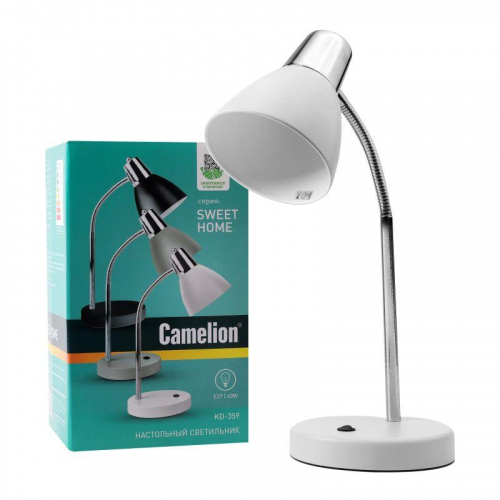 Светильник настольный KD-359 C01 230В 40Вт E27 бел. Camelion 15184 фото 3