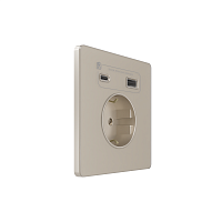 Розетка 1-м СП Systeme Infinity 16А IP20 250В с заземл. и заряд. устр. USB А+С 20Вт защ. шторки песчан. берег SE FSE000532