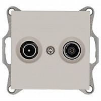 Розетка телевизионная проходная TV + FM 2-м Ф9.5мм механизм тауп Jasmart G6205T
