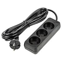 Удлинитель 3х3м без заземл. 10А Ultra S-CU3-3 BLACK черн. Uniel UL-00009983