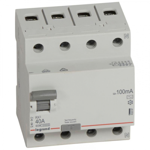 Выключатель дифференциального тока (УЗО) 4п 40А 100мА тип AC RX3 Leg 402067 фото 2
