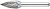 Шарошка карбидная штифт 6мм тип "G" параболическая заостренная 12х25х70мм FIT 36622