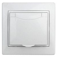 Розетка 1-м СП Plano 1-209-01 16А IP44 250В 2P+E Schuko с заземл. защ. шторки с крышкой бел. Intro Б0048033