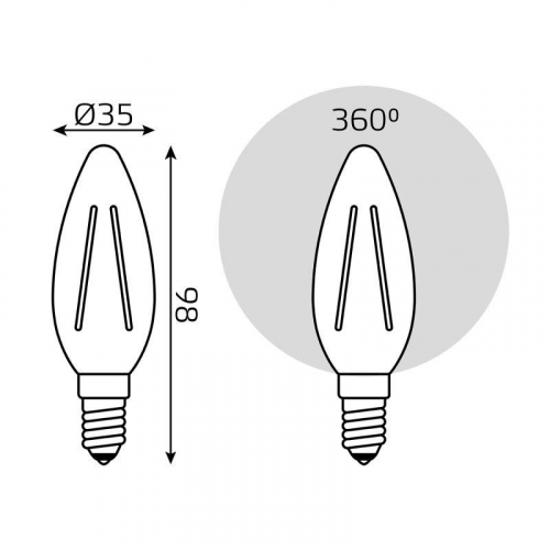 Лампа светодиодная филаментная Filament Elementary 12Вт свеча 4100К Е14 750лм GAUSS 32122 фото 6