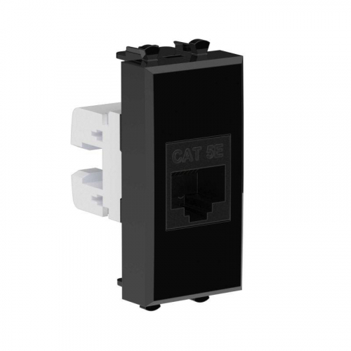 Розетка компьютерная 1мод. Avanti "Черный квадрат" RJ45 кат.5E без шторок модульная механизм DKC 4402661 фото 2