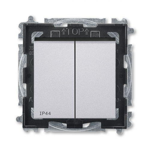 Выключатель 2-кл. Levit IP44 серебр./дым. черн. ABB 2CHH595940A4070