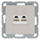 Розетка компьютерная 2-м RJ45 IP20 кат. 5E механизм тауп Jasmart G6106T