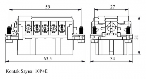 Гнездо 10п 16А EMAS EB010CP00 фото 2
