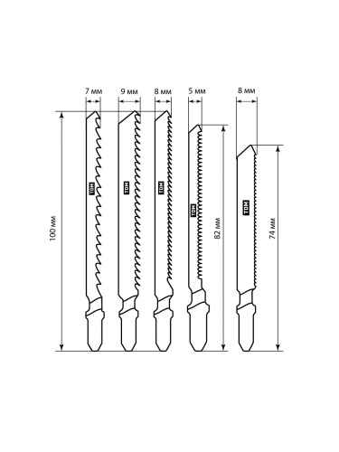 Набор пилок для электролобзика по дер: T101AO,T101B,T111C,244D, по метал. T118A, 5 шт, "Рубин", TDM фото 5