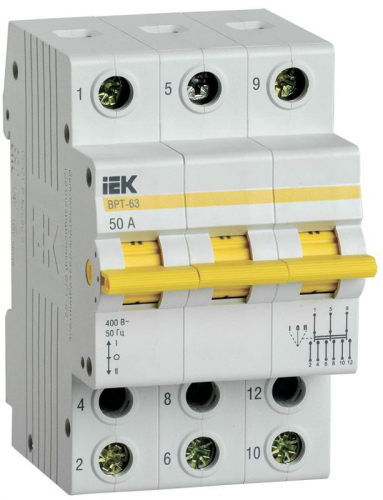 Выключатель-разъединитель трехпозиционный 3п ВРТ-63 50А KARAT IEK MPR10-3-050