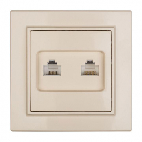 Розетка компьютерная + телефонная 2-м СП Минск RJ45 + Phone беж. EKF ERK00-135-20