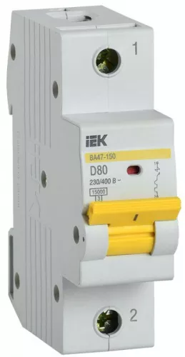 Выключатель автоматический модульный 1п D 80А 15кА ВА47-150 IEK MVA50-1-080-D