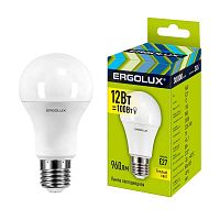Лампа светодиодная LED-A60-12W-E27-3000K 12Вт грушевидная матовая 3000К тепл. бел. E27 220-240В ЛОН Ergolux 12150