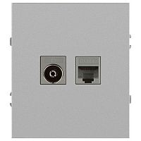 Розетка комбинированная СП Arktik RJ45 + TV 16А IP20 250В алюм. Эра Б0070496