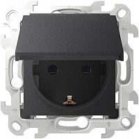 Розетка 1-м СП Simon 24 16А IP44 2P+E Schuko механизм графит Simon 2450448-038