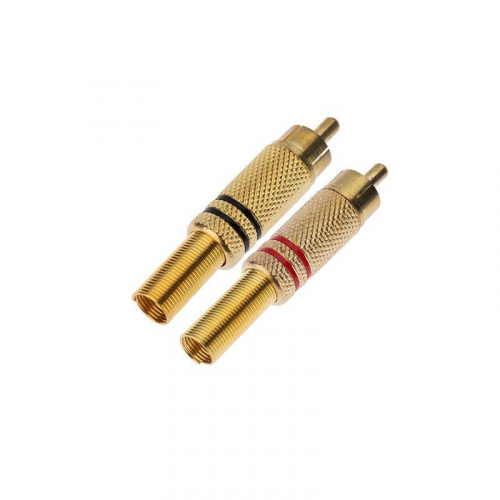 Разъем штекер RCA металл пайка ZN черн./красн. GOLD PROCONNECT 14-0405-1 фото 2