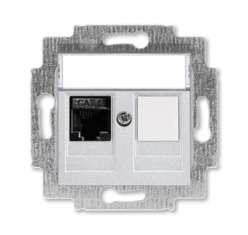 Розетка информационная Levit RJ45 кат. 6 и заглушка серебр. ABB 2CHH296117A6070