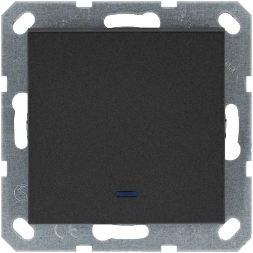 Переключатель проходной 1-кл. 10А IP20 с подсветкой механизм антрацит Jasmart G3012NB