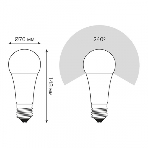Лампа светодиодная Black 22Вт A70 грушевидная 4100К нейтр. бел. E27 2000лм GAUSS 102502222 фото 7