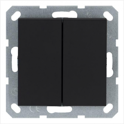 Переключатель перекрестный 2-кл. 10А IP20 механизм черн. матов. soft touch Jasmart G3014PB