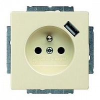 Розетка 1-м СП 1мод. Basic 55 20 EUCBUSB-92-500 16А IP20 250В Schuko защ. шторки с заряд. устройством USB 700мА электрон. защита от перегрузки и КЗ безвинт. клеммы сл. кость ABB 2CKA002011A6192
