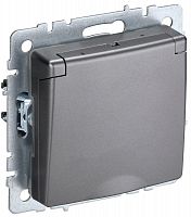 Розетка BRITE РСбш10-3-44-БрС 16А IP44 с заземл. защ. шторки с крышкой механизм сталь IEK BR-R16-16-44-K46