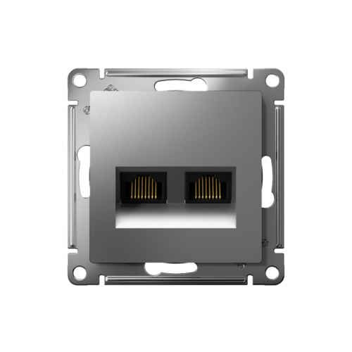 Розетка компьютерная 2-м AtlasDesign RJ45+RJ45 кат.6A механизм сталь SE ATN000988 фото 2