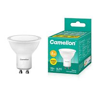 Лампа светодиодная LED7 GU10/830/GU10 7Вт рефлектор матовая 3000К тепл. бел. GU10 490лм 220В Camelion 11654